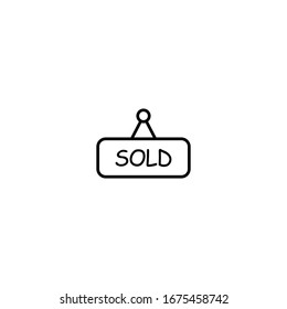 Sold sign icon, thin line, outline isolated on white background EPS Vector
