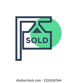 Sold sign icon vector