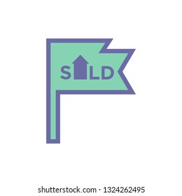 Sold sign icon vector - linear fill