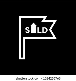 Sold sign icon vector - on a black background