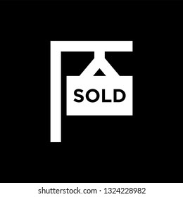 Sold sign icon vector - white