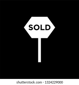Sold sign icon vector - white