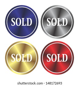 sold sign metallic button