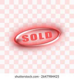  sold sign on bubble on transparent background
