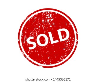 Sold sign sticker. Stamp vector texture