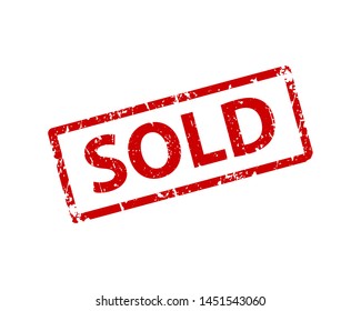 Sold sign sticker. Stamp vector texture