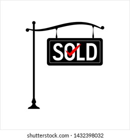 Sold Signage Icon, Sold Out Signage Vector Art Illustration