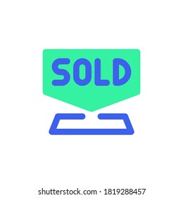 Sold signboard icon vector, filled flat sign, bicolor pictogram, sold arrow green and blue colors. Symbol, logo illustration