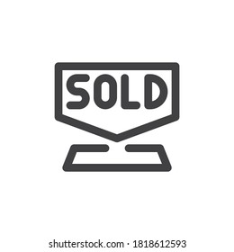 Sold signboard line icon. linear style sign for mobile concept and web design. Sold arrow outline vector icon. Symbol, logo illustration. Vector graphics