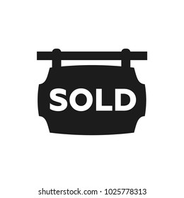 sold signboard vector icon