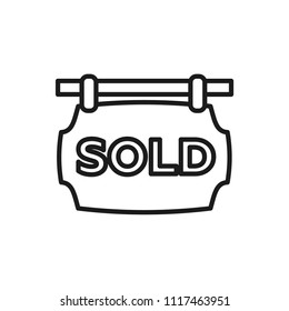 sold signboard vector icon