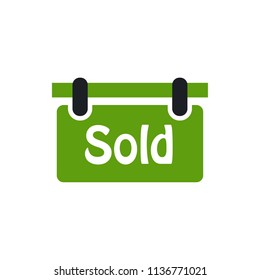 sold signboard vector icon