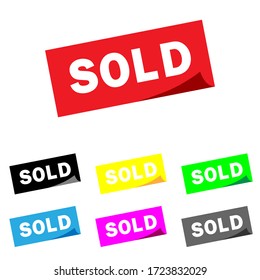 Sold square sticker illustration collection. Sold vector icon set. marketing sign.