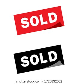 Sold square sticker illustration collection. Sold vector icon set. marketing sign.