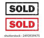 Sold stamp, badge, Sale and stickers icon set vector. Sold stamp on vintage grunge style. vector illustration.