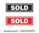 Sold stamp, badge, Sale and stickers icon set vector. Sold stamp on vintage grunge style. vector illustration.