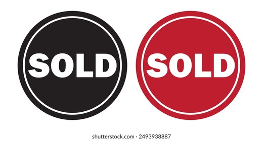 Sold stamp, badge, Sale and stickers icon set vector. Sold stamp on white background. vector illustration.
