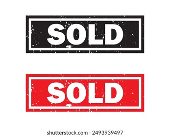 Sold stamp, badge, Sale and stickers icon set vector. Sold stamp on vintage grunge style. vector illustration.