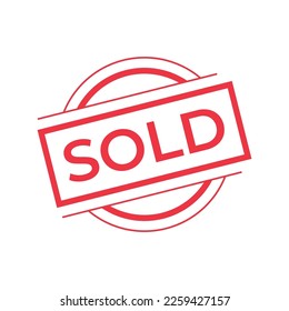 sold stamp label flat design isolated stock vector icon