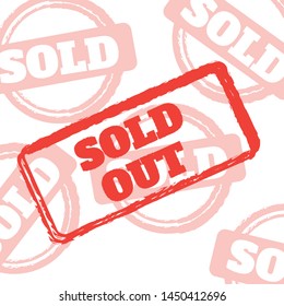 Sold stamp pattern. Sold out stamps grunge. Sold out badge