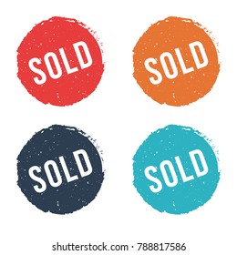 Sold Stamps with Grunge Texture