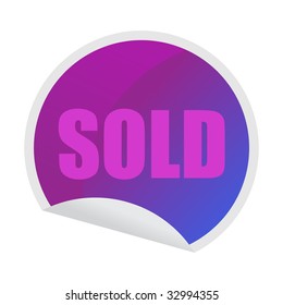 sold sticker isolated on white