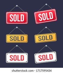 sold stickers product tags labels vector set