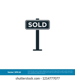sold street sign icon logo template