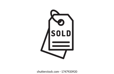 Sold Tag Symbol flach Vektorgrafik.