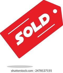 Sold Tag icon symbol notice for end the sale 