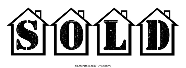 sold tag on a white, vector illustration