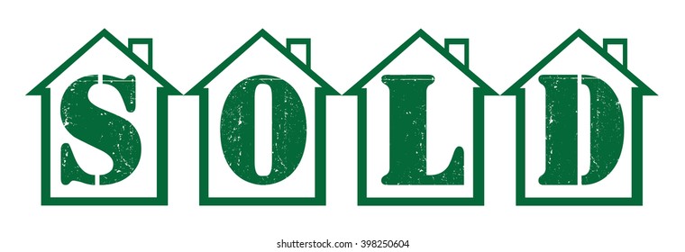 sold tag on a white, vector illustration