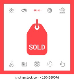 Sold tag symbol. Graphic elements for your design