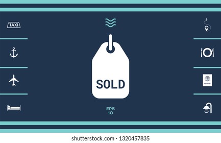 Sold tag symbol. Graphic elements for your design