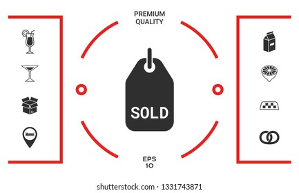 Sold tag symbol. Graphic elements for your design