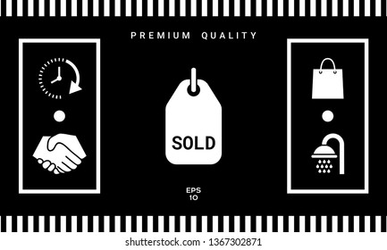 Sold tag symbol. Graphic elements for your design