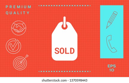 Sold tag symbol. Graphic elements for your design