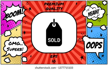 Sold tag symbol. Graphic elements for your design