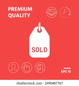 Sold tag symbol. Graphic elements for your design