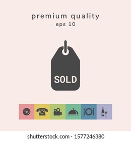 Sold tag symbol. Graphic elements for your design