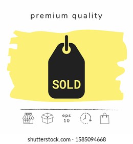 Sold tag symbol. Graphic elements for your design