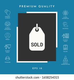 Sold tag symbol. Graphic elements for your design