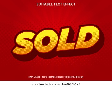 sold text effect template with 3d style and bold font concept use for brand label and logotype sticker