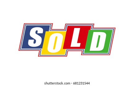 SOLD text lettering. vector illustration