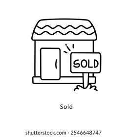 Sold Vector Outline icon style illustration. EPS 10 file