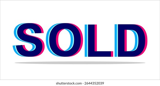 SOLD, word typography illustration for shop and store banner promotion.