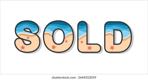 SOLD, word typography illustration for shop and store banner promotion.