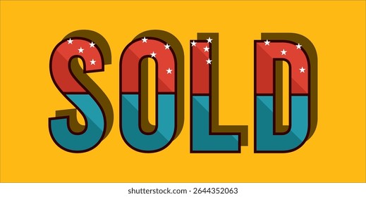 SOLD, word typography illustration for shop and store banner promotion.