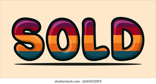 SOLD, word typography illustration for shop and store banner promotion.