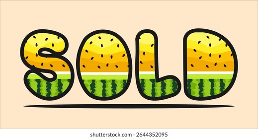 SOLD, word typography illustration for shop and store banner promotion.